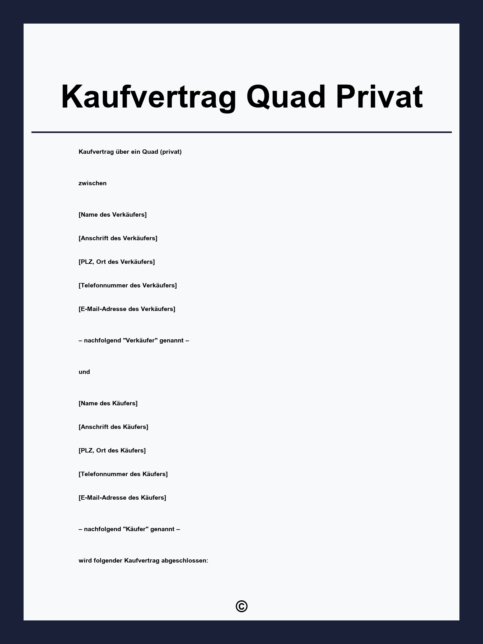 Kaufvertrag Quad Privat