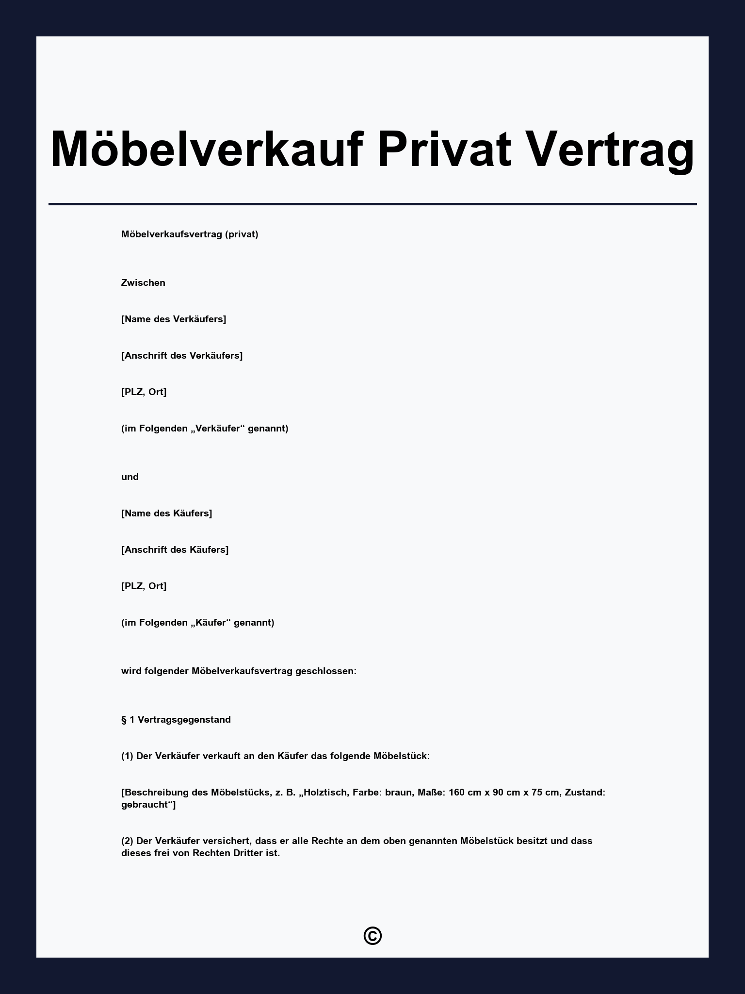 Möbelverkauf Privat Vertrag